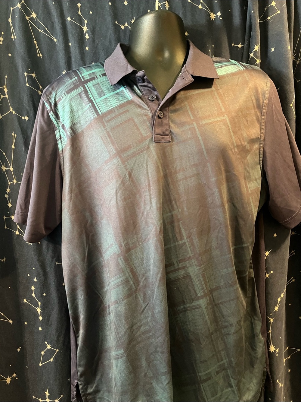 Hi-Tec Men's Charcoal Polo with Teal Plaid Accents